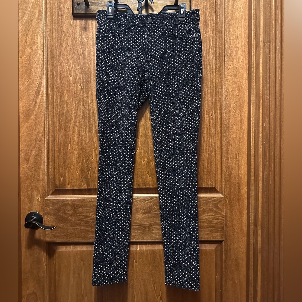 Pilcro Black Straight-Leg Pants with Dot Print
